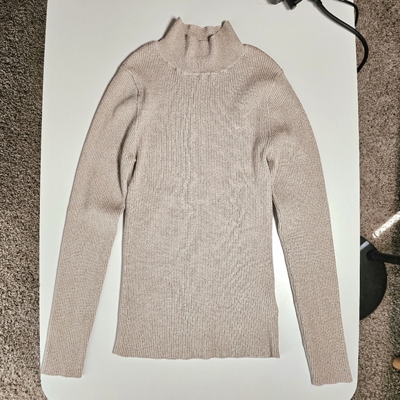 SNIDEL Lamé Rib Knit Long Sleeve Turtle Neck - size F (ONE SIZE), approx. XS-M - Picture 3 of 8